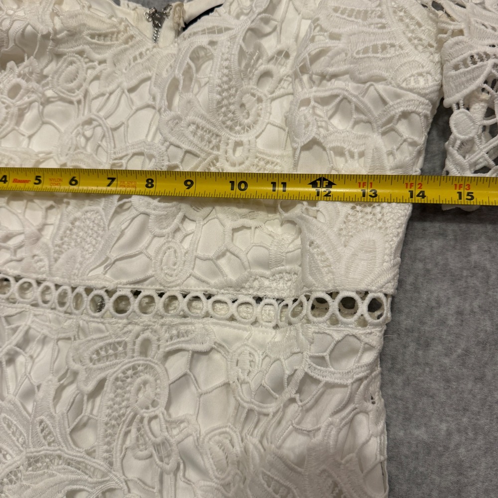 Lulus White Lace Off Shoulder Ruffle High Low Midi Dress Medium Rush Homecoming - Picture 3 of 10